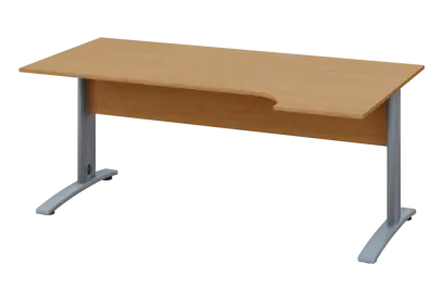 ERK 18 - 184 stůl kancelářský, rohový, pravý, kovová podnož stříbrná, deska 18 mm, široký 1800 mm, buk Royal